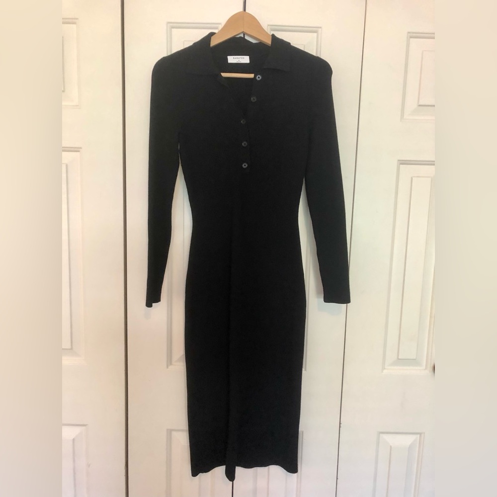 M Babaton black knit dress with collar